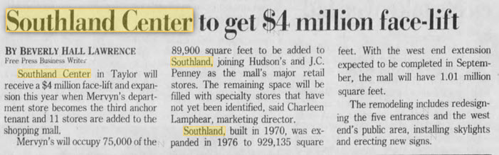 Southland Center - March 1988 Remodel (newer photo)